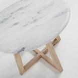 HELLA Mesa auxiliar madera mango marmol blanco - Imagen 3