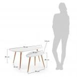 BRICK Set 2 mesas auxiliares madera natural mdf blanc - Imagen 4