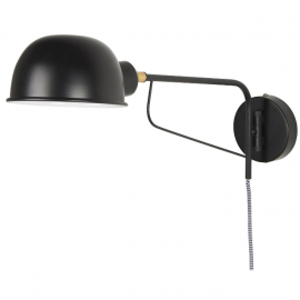 Lámpara de pared negro con brazo. ø14x50 cm.