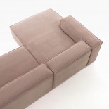 Sofá Blok 3 plazas chaise longue izquierdo pana rosa 330 cm