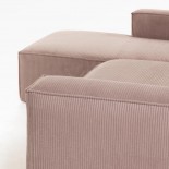 Sofá Blok 3 plazas chaise longue izquierdo pana rosa 330 cm