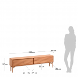 Mueble TV Lenon 200 x 57 cm de madera maciza y chapa de roble
