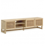 Mueble TV Rexit madera maciza y chapa mindi con ratán 180 x 50 cm