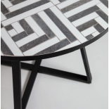 Mesa Tella Ø 90 cm cerámico blanco y negro patas acero acabado negro