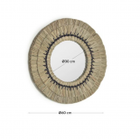 Espejo redondo Akila fibras naturales beige y cuerda algodón negro Ø 60 cm