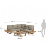 Set Flaviina de sofá rinconero 5 plazas y mesa de madera maciza acacia