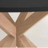 Mesa redonda Full Argo DM lacado negro patas de acero efecto madera Ø 119 cm