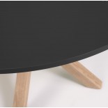 Mesa redonda Full Argo DM lacado negro patas de acero efecto madera Ø 119 cm