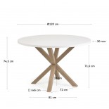 Mesa redonda Full Argo de melamina blanco patas de acero efecto madera Ø 119 cm