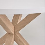 Mesa redonda Full Argo de melamina blanco patas de acero efecto madera Ø 119 cm