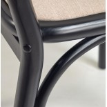 Taburete Doriane madera maciza olmo acabado lacado negro y asiento de tela altura 65 cm
