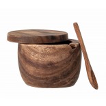 Tarro de madera de acacia con tapa y cuchara