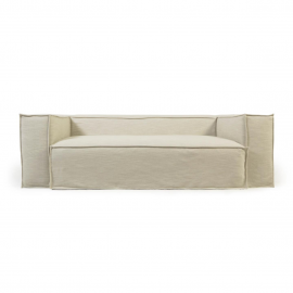 Sofá desenfundable Blok de 2 plazas con lino blanco 210 cm