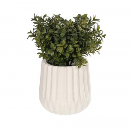 Planta artificial Milan Leaves con maceta de cerámica blanco 23,5 cm