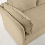 Sofá cama Tanit beige y patas de madera maciza de haya con acabado natural 210 cm