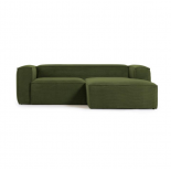 Sofá Blok 2 plazas chaise longue derecho pana gruesa verde 240 cm