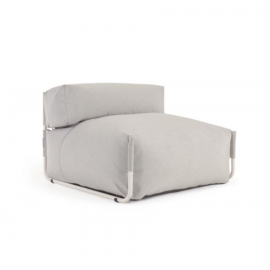 Puf sofá modular con respaldo 100% exterior Square gris claro y aluminio blanco 101x101 cm