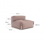 Puf sofá modular con respaldo 100% exterior Square terracota y aluminio blanco 101x101 cm