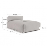 Puf sofá modular longue con respaldo exterior Square gris claro aluminio blanco 165x110 cm