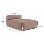 Puf sofá modular longue con respaldo exterior Square terracota y aluminio blanco 165x110cm