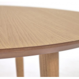 Mesa extensible Oqui en chapa de roble y patas de madera maciza Ø 160 (260) x 100 cm