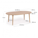Mesa extensible Oqui en chapa de roble y patas de madera maciza Ø 120 (200) x 120 cm