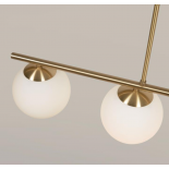Lámpara de techo Mahala de acero con acabado latón con 4 bolas de cristal glaseado