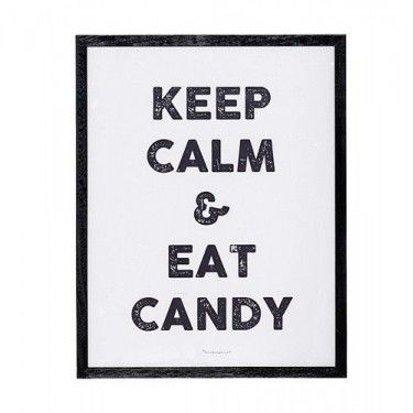 Lamina con frase Keep calm & eat candy.