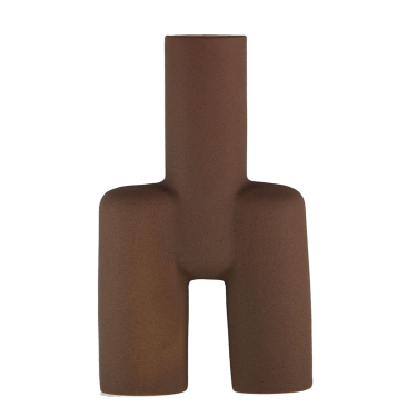 Jarrón marrón. 17.8x7.5x28.5 cm.