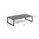 Mesa de centro 100% exterior Comova de aluminio negro 60 x 114 cm