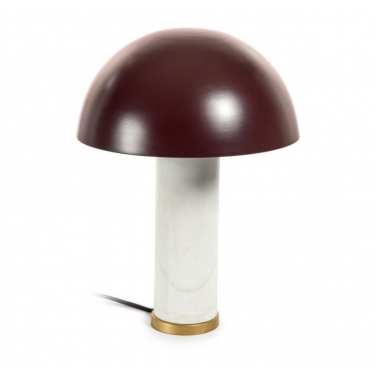 Lámpara de mesa Zorione de mármol blanco y metal con acabado pintado marrón