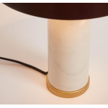 Lámpara de mesa Zorione de mármol blanco y metal con acabado pintado marrón