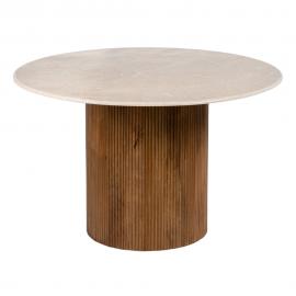 Mesa de comedor madera y mármol. ø120x74 cm.