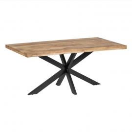 Mesa de comedor madera y hierro. 180x90x79 cm.