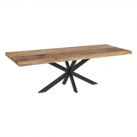 Mesa de comedor madera y hierro. 240x100x79 cm.