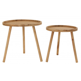 Set mesas auxiliares madera. ø50x50/ø40x44 cm.