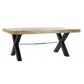 Mesa de comedor madera y hierro. 200x100x77 cm.
