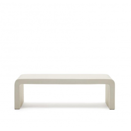Mesa de centro rectangular de cemento blanco. 135x65 cm.