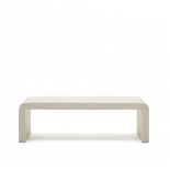 Mesa de centro rectangular de cemento blanco. 135x65 cm.